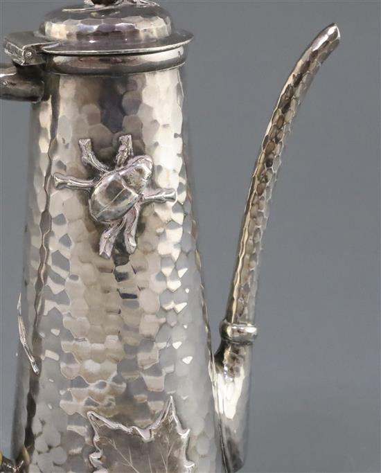 A late 19th century Tiffany & Co sterling silver bachelors coffee pot, gross 10.5 oz.